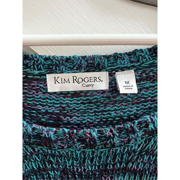 Kim Rogers Blue & Purple Knit Crew Neck Sweater sz 1X EUC - Picture 5 of 7